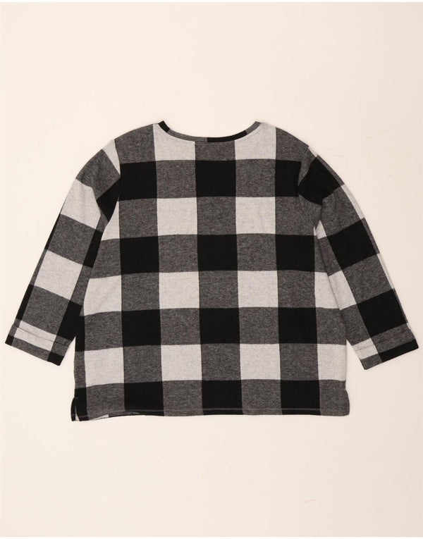 Marks & Spencer Damski top z długim rękawem UK 20 2XL Szary poliester w kratkę