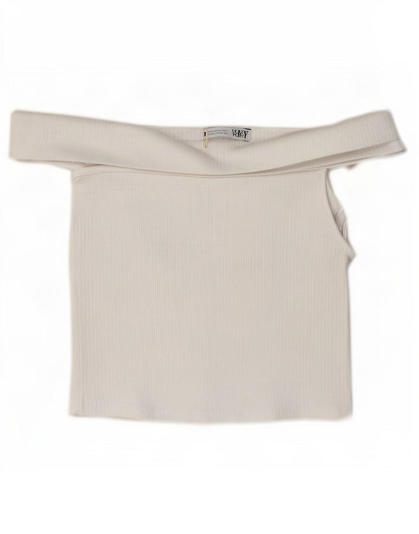 Damski top Zara z odkrytymi ramionami, UK 10, mały, biały, bawełniany
