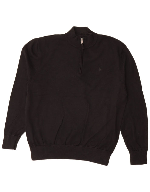 Jack Wills Męski sweter z zamkiem błyskawicznym XL, czarny, bawełniany