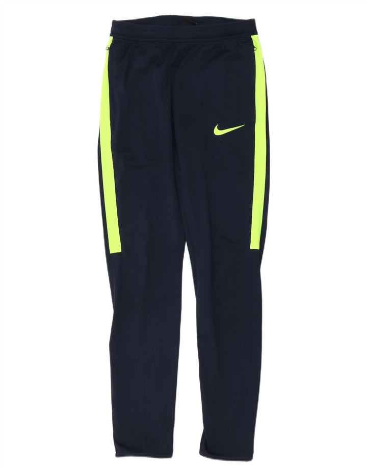 Męskie spodnie dresowe Nike Dri Fit, małe, granatowe, z poliestru w blokach kolorów