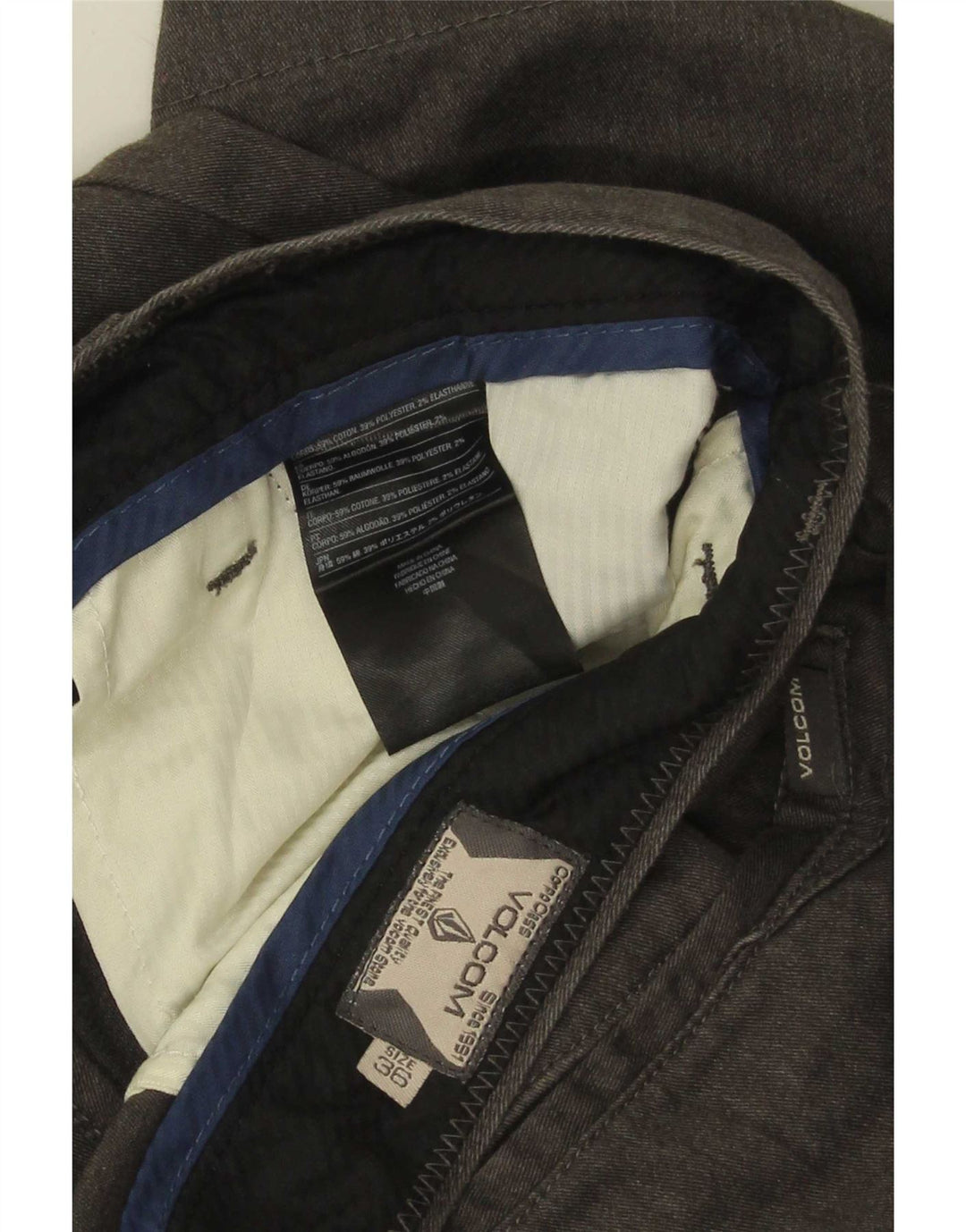 Męskie spodenki Chino Volcom W36, duże, szare, bawełniane
