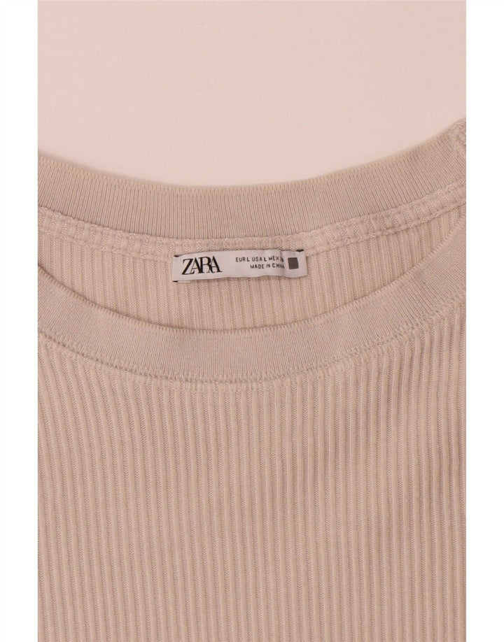 Męski top Zara z długim rękawem, duży, beżowy poliester