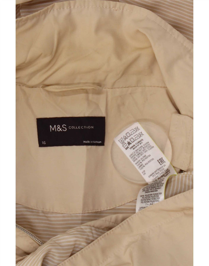 Damska kurtka przeciwdeszczowa z kapturem Marks & Spencer UK 16, duża, beżowa, poliester