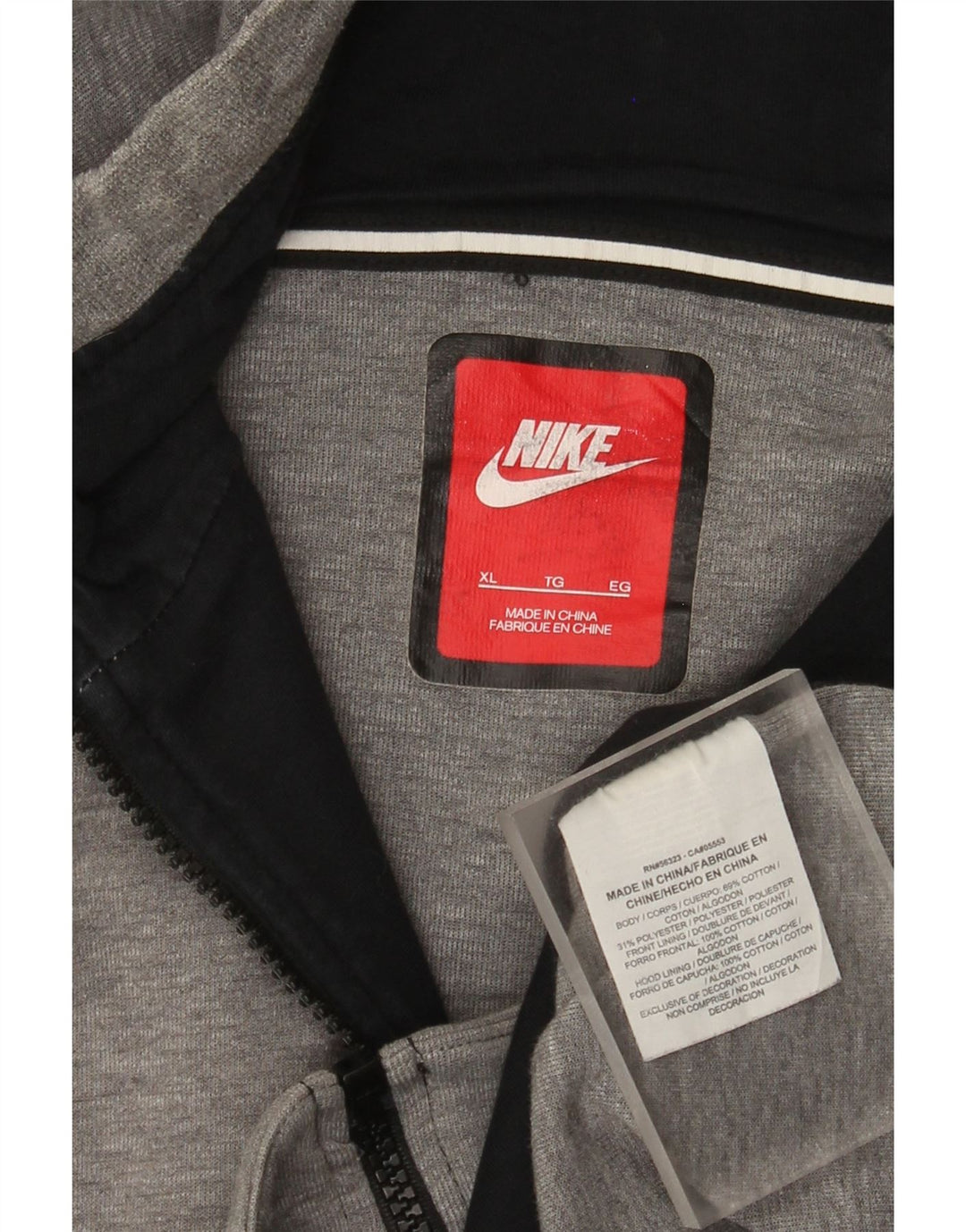 Męski sweter z kapturem i zamkiem błyskawicznym Nike XL, szara bawełna