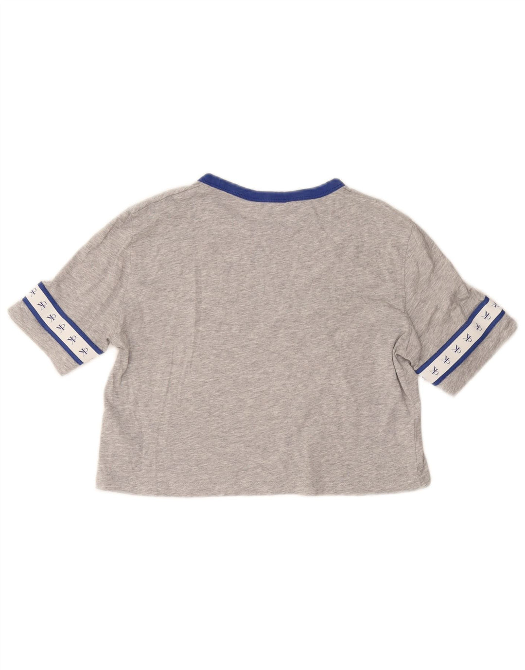 CALVIN KLEIN Damski t-shirt z grafiką Crop Top UK 6 XS, szary, bawełniany