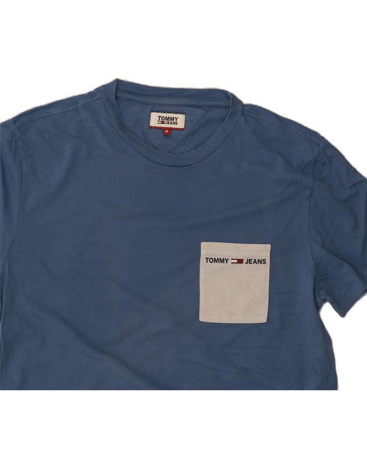 TOMMY HILFIGER Mens T-Shirt Top Medium Blue Colourblock Vintage Tommy Hilfiger and Second-Hand Tommy Hilfiger from Messina Hembry 