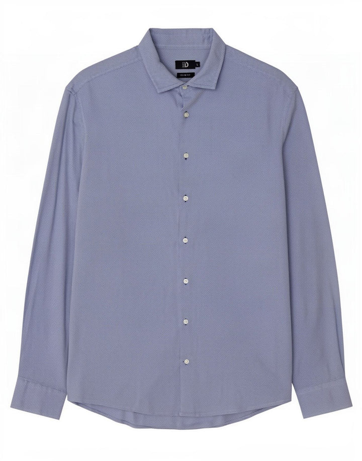 Koszula męska slim fit firmy Dack's, duża, niebieska, bawełniana