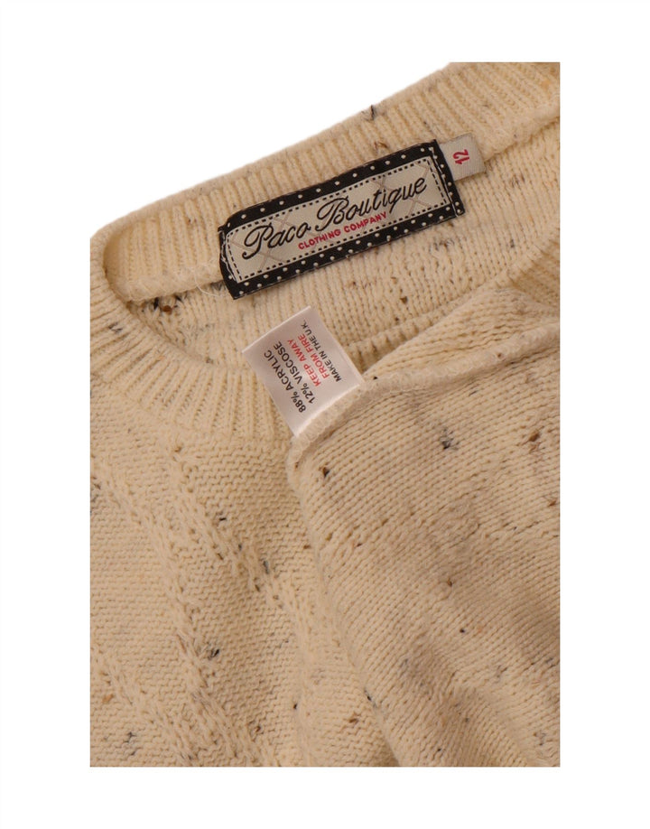 PACO BOUTIQUE Womens Crew Neck Jumper Sweater UK 12 Medium Off White