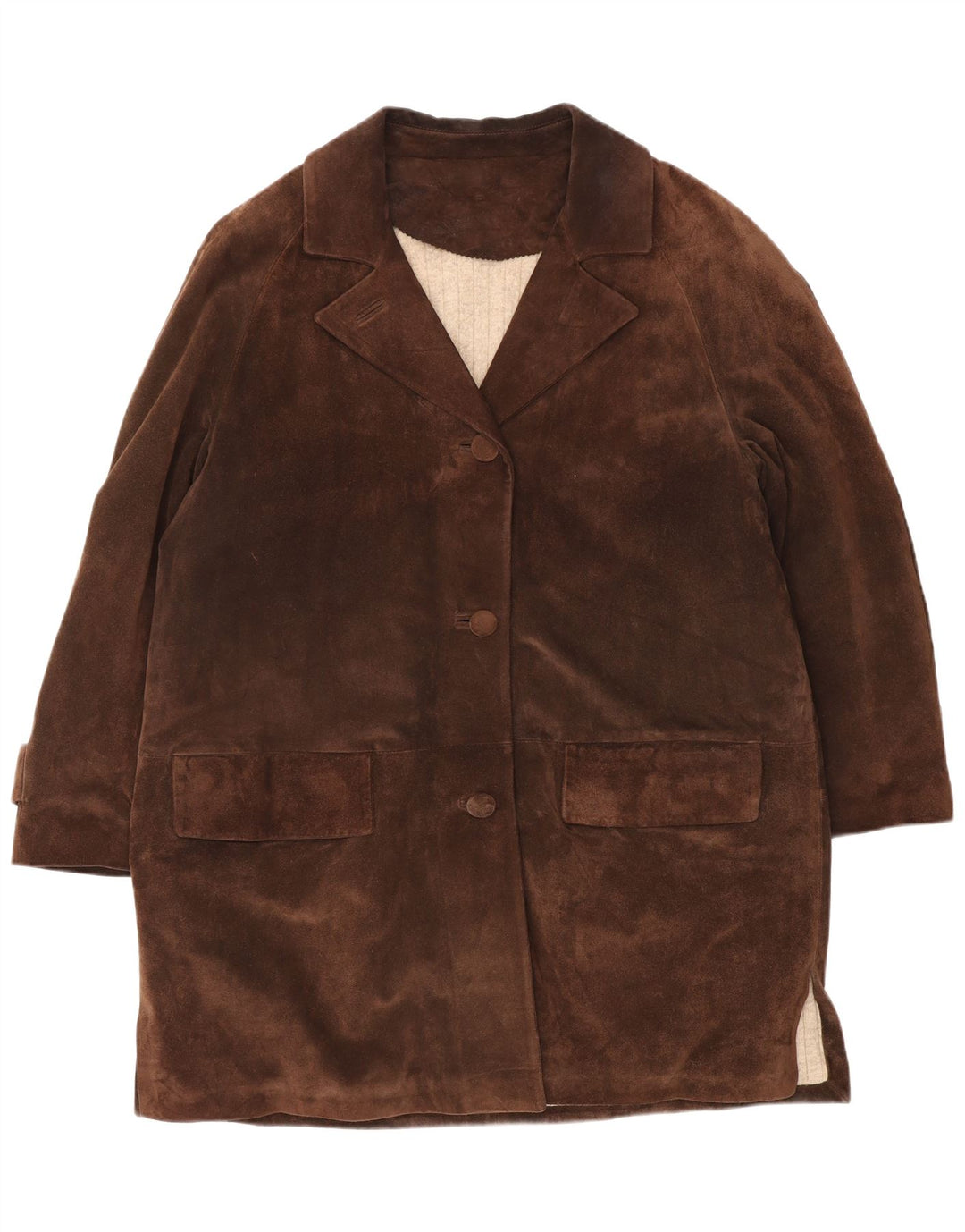 Vintage damski, oversize'owy, zamszowy płaszcz wiatrówka UK 18 XL, brązowy