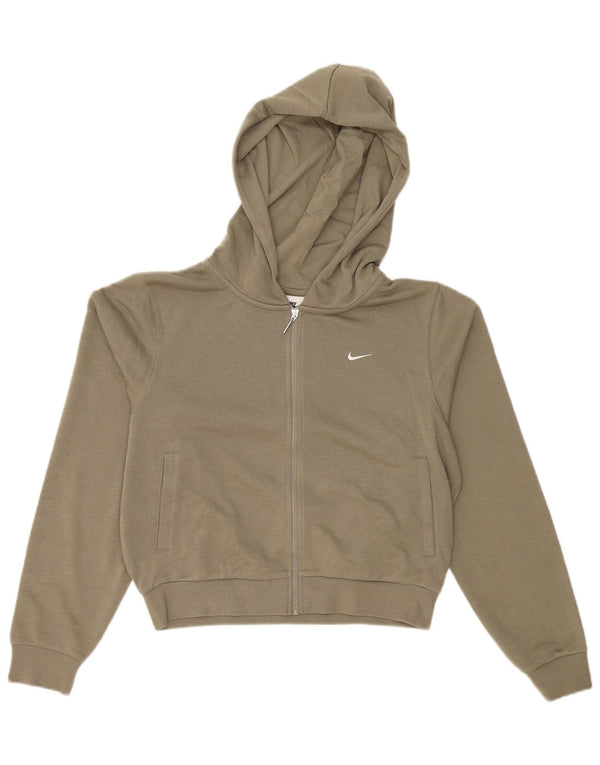 Damski sweter z kapturem i zamkiem błyskawicznym Nike, UK 6 XS, bawełniany khaki