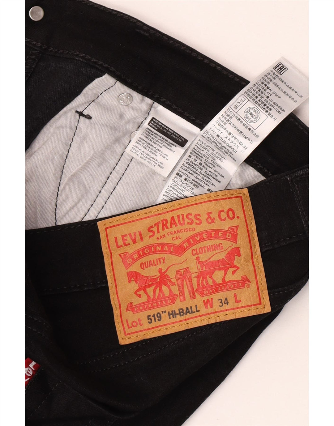 Męskie jeansy Levi's 519 Hi-Ball W34 L29 Czarna bawełna