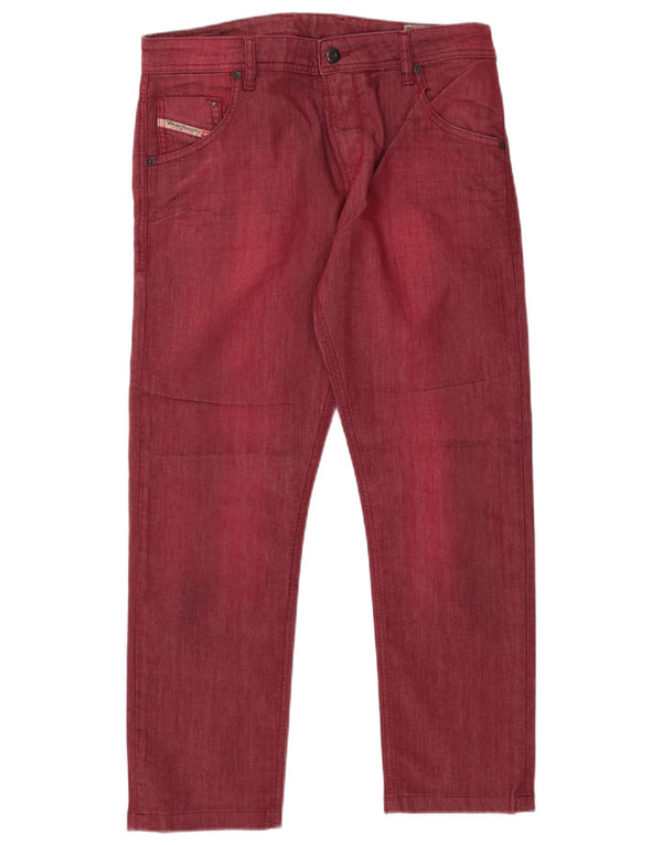 DIESEL Męskie Krayver Slim Carrot Straight Jeans W31 L27 Burgundowa bawełna