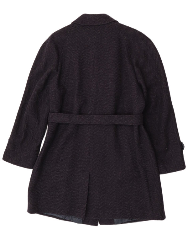 Płaszcz męski w stylu vintage IT 52 XL Granatowa, dziewicza wełna w jodełkę