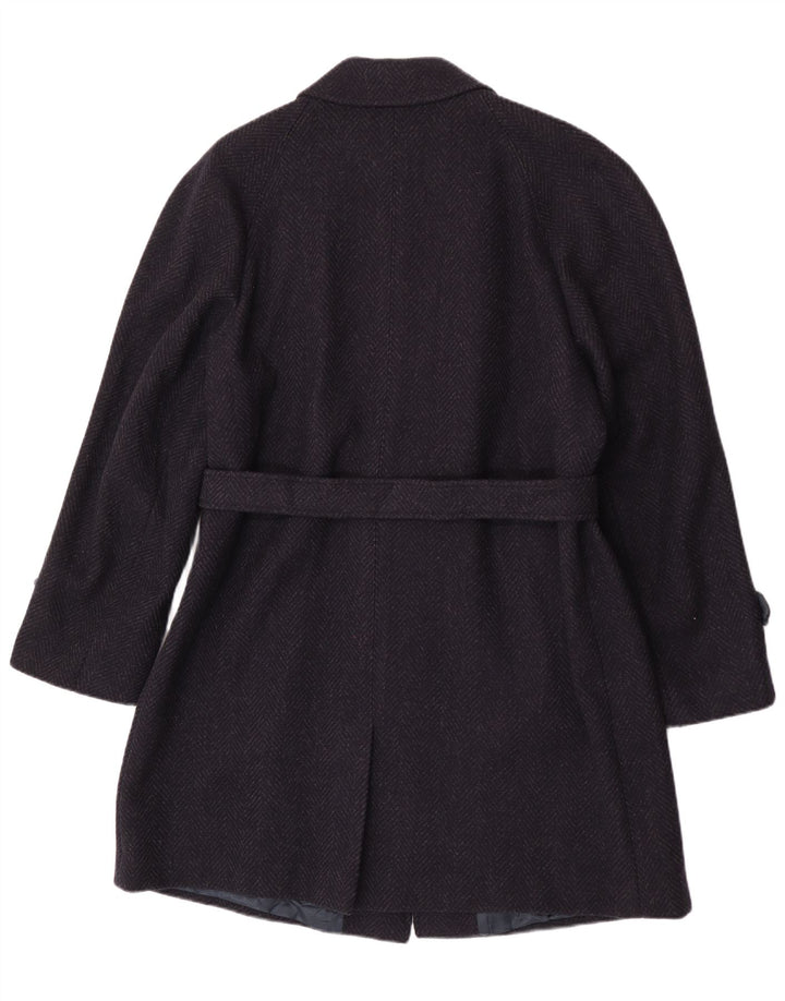 Płaszcz męski w stylu vintage IT 52 XL Granatowa, dziewicza wełna w jodełkę