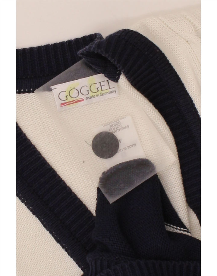VINTAGE Womens Oversized Cardigan Sweater EU 42 Large Navy Blue Striped Vintage Vintage and Second-Hand Vintage from Messina Hembry 