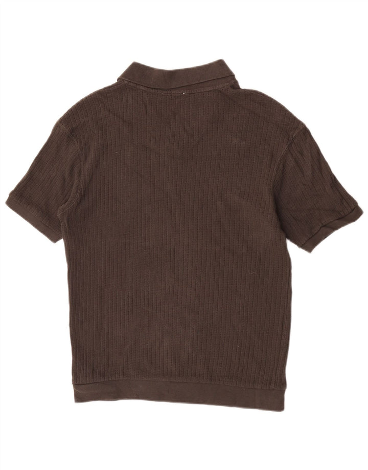 Męska koszulka polo Zara, mała, brązowa, bawełniana
