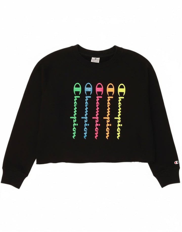Damska bluza Champion Crop Graphic Jumper UK 14 Medium Black