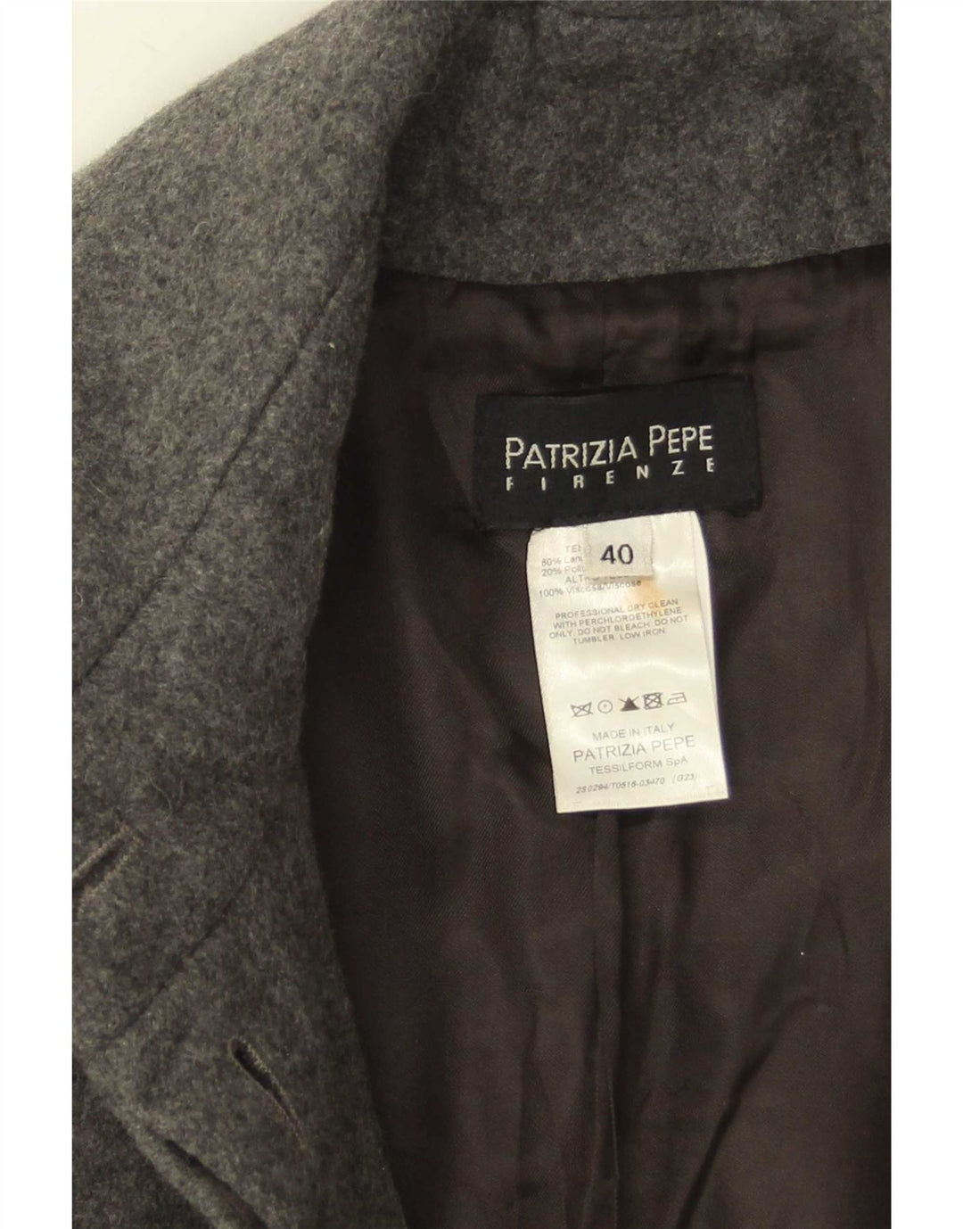 Płaszcz damski Patrizia Pepe IT 40 Small, szara wełna