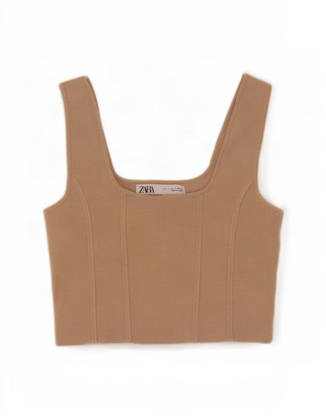 Damski krótki top bez rękawów Zara UK 8, mały, beżowy nylon