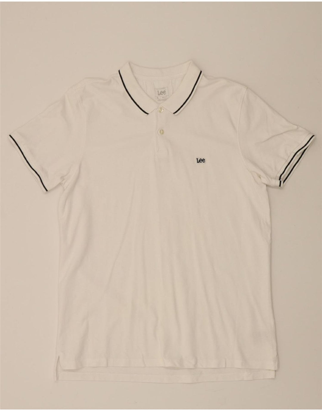 LEE Mens Regular Fit Polo Shirt XL White Cotton Vintage Lee and Second-Hand Lee from Messina Hembry 