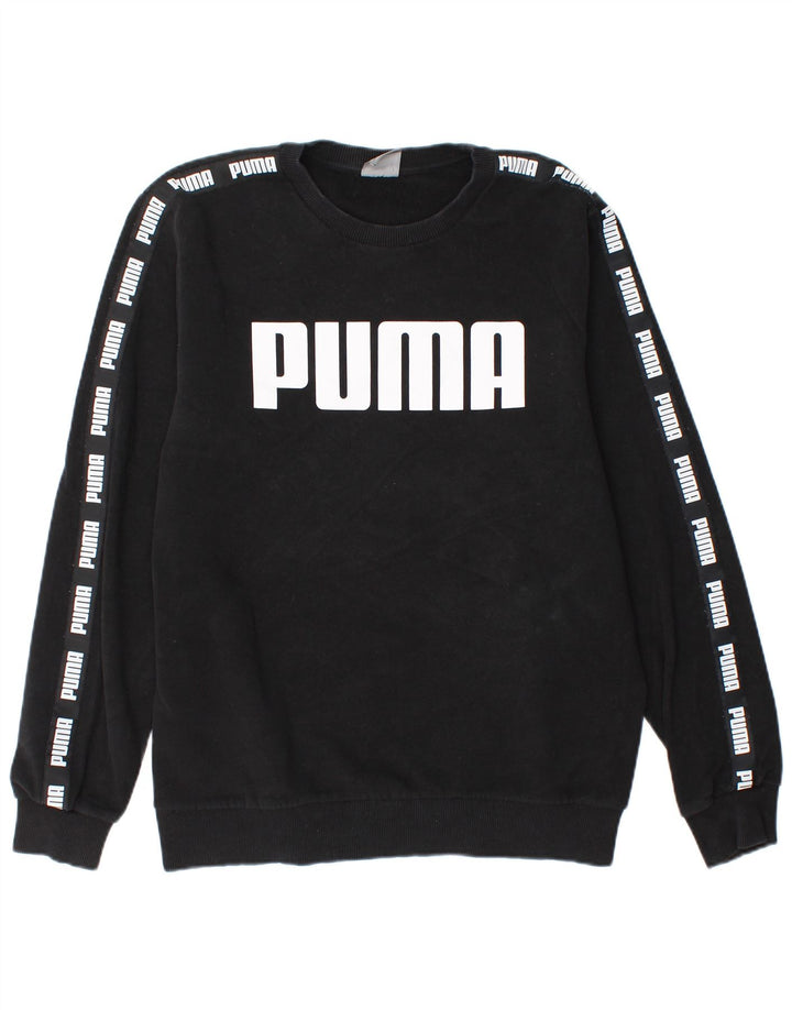 Męski sweter z grafiką PUMA, duży, czarny, bawełniany