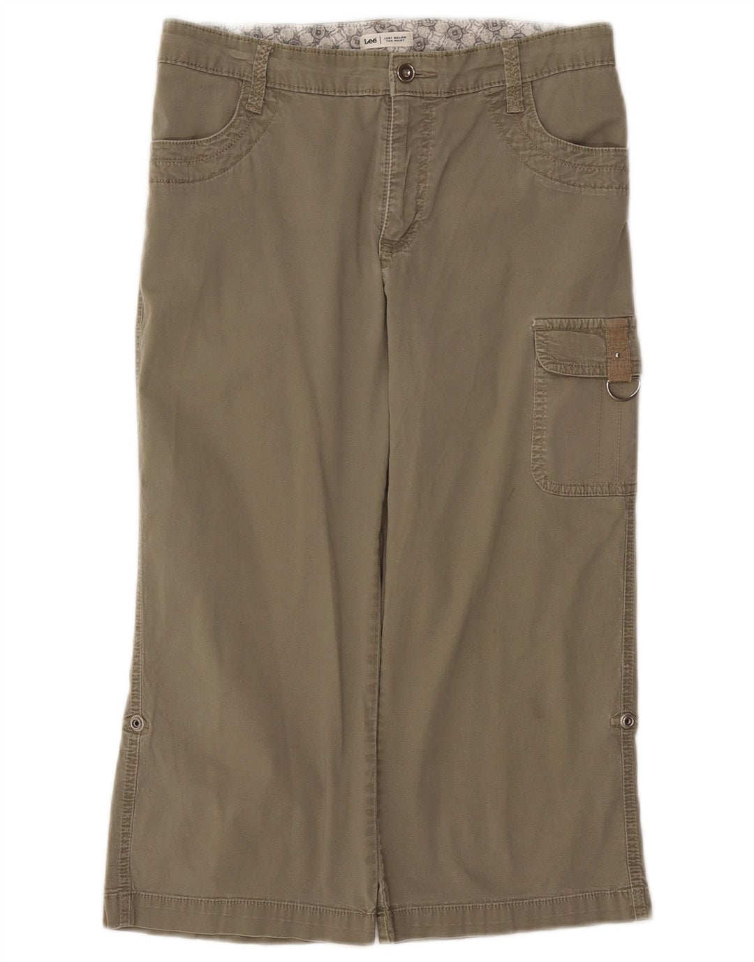 Damskie spodnie Lee Cargo Capri US 8 Medium W30 L19 Bawełna khaki