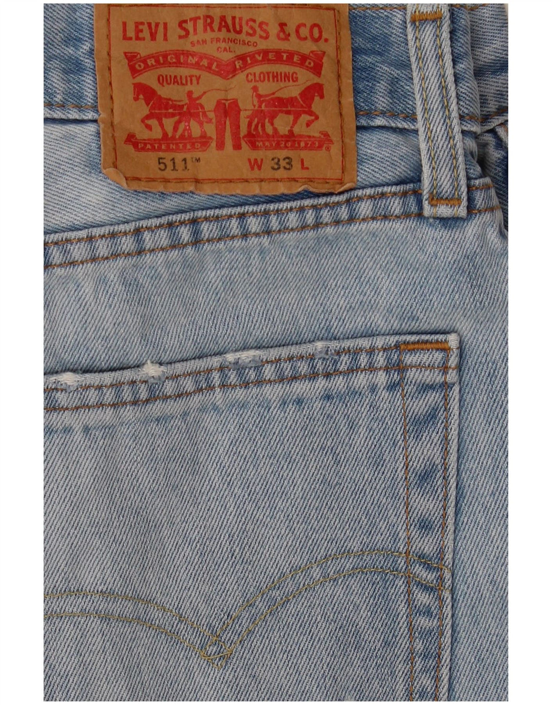 Męskie spodenki jeansowe Levi's 511 Slim Fit w trudnej sytuacji W33 Średnioniebieskie bawełniane