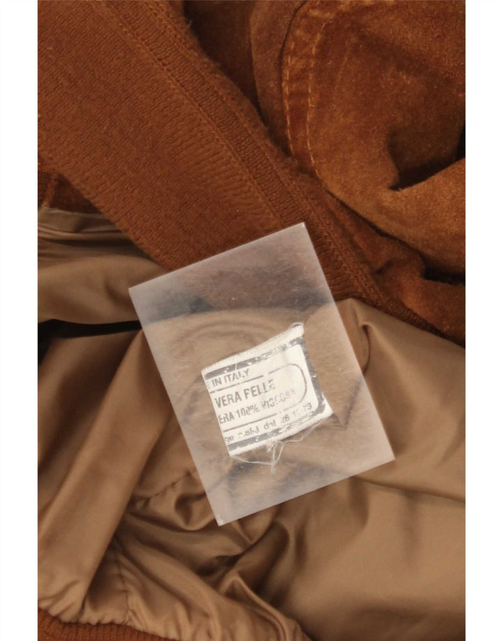 Męska kurtka bomberka w stylu vintage, zamszowa UK 42 XL, brązowa skóra