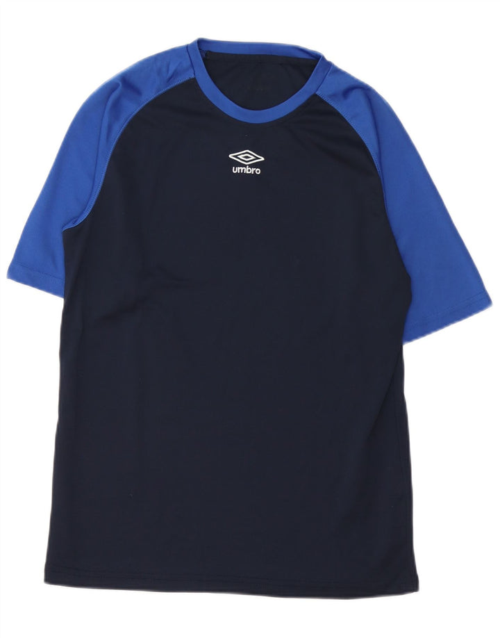 T-shirt męski Umbro, mały, granatowy, z blokami kolorów, poliester