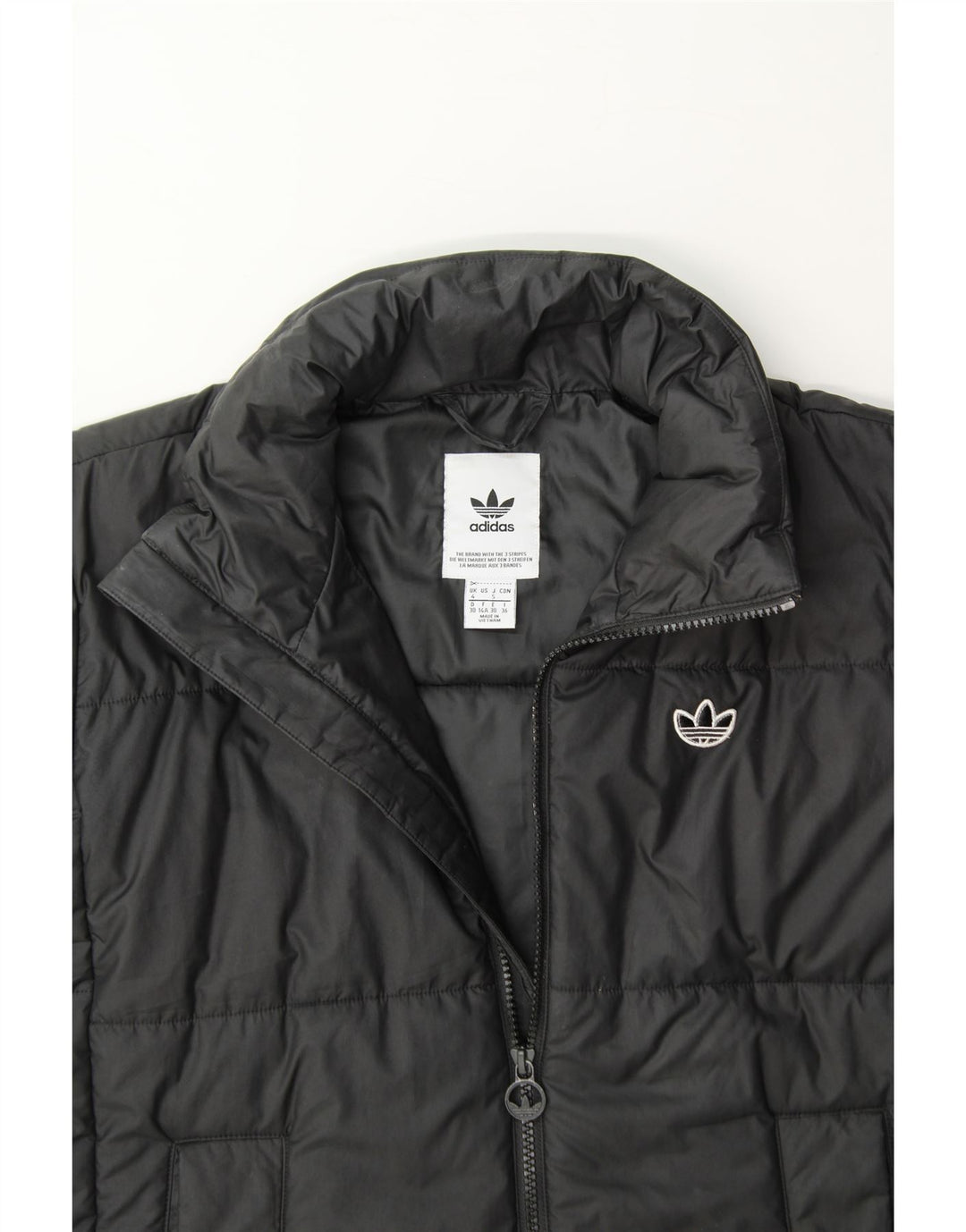 ADIDAS Womens Oversized Padded Jacket UK 4 XS Black Polyester Vintage Adidas and Second-Hand Adidas from Messina Hembry 