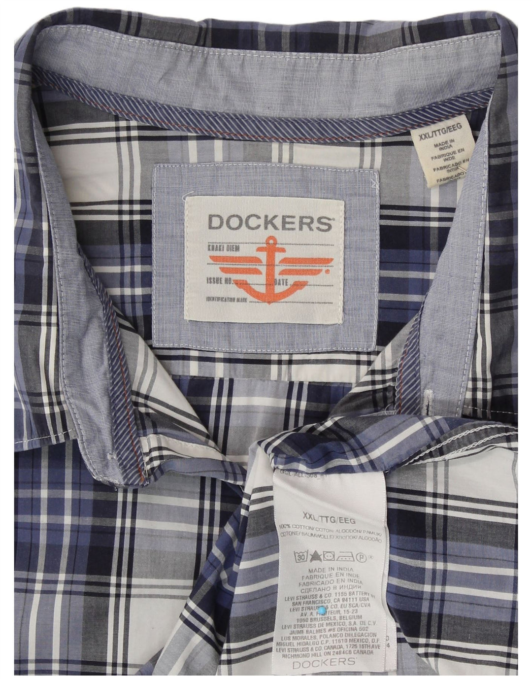 Koszula męska DOCKERS 2XL, bawełniana, granatowa w kratkę