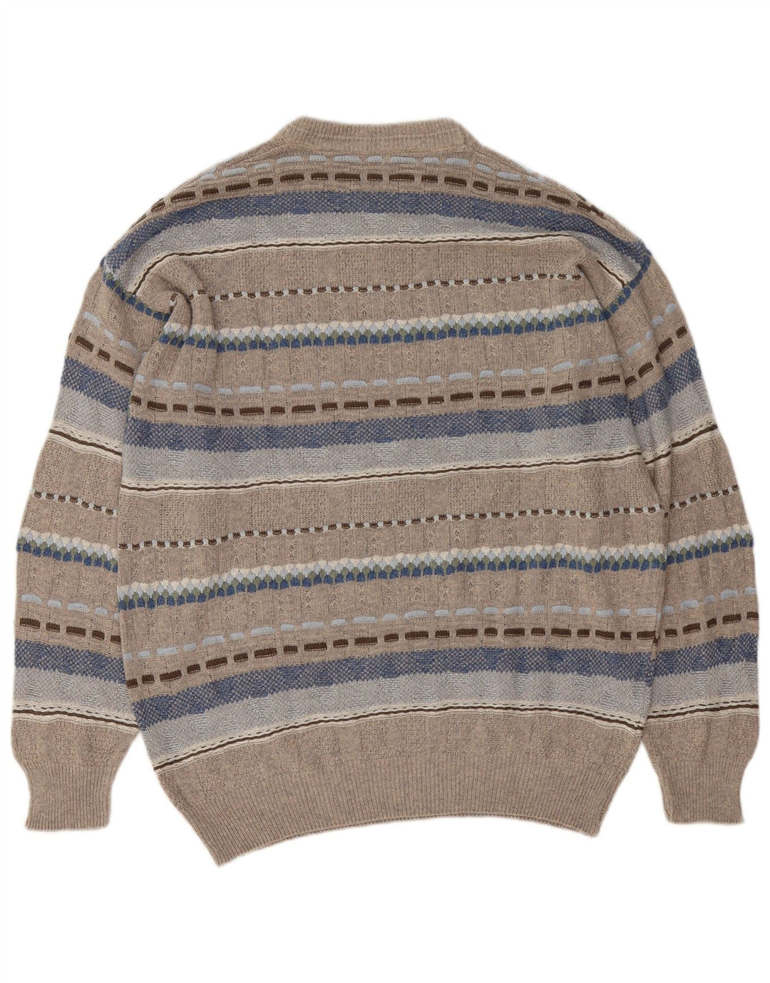 Vintage męski sweter z wycięciem pod szyją, duży, szary, geometryczny