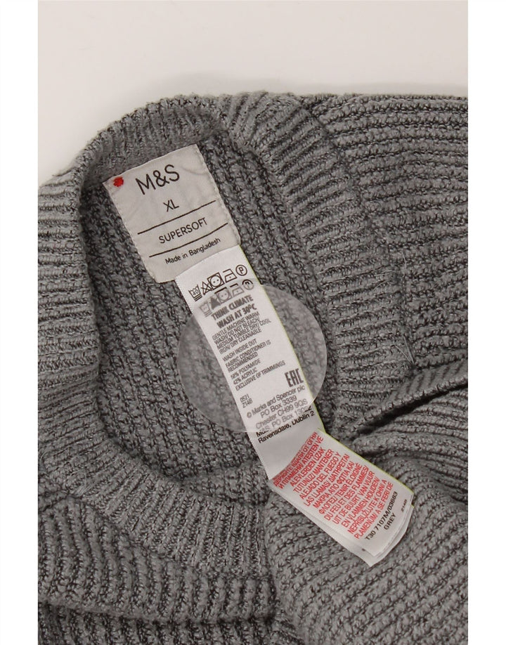 Marks & Spencer Męski sweter z okrągłym dekoltem XL, szary poliamid