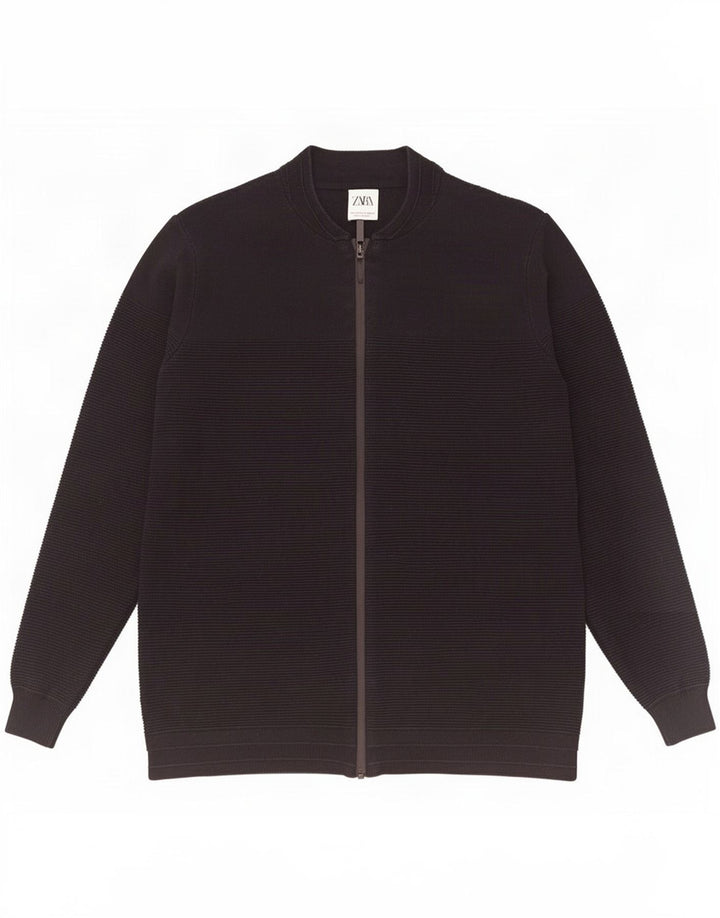 Zara Męski sweter rozpinany, duży, czarny, bawełniany