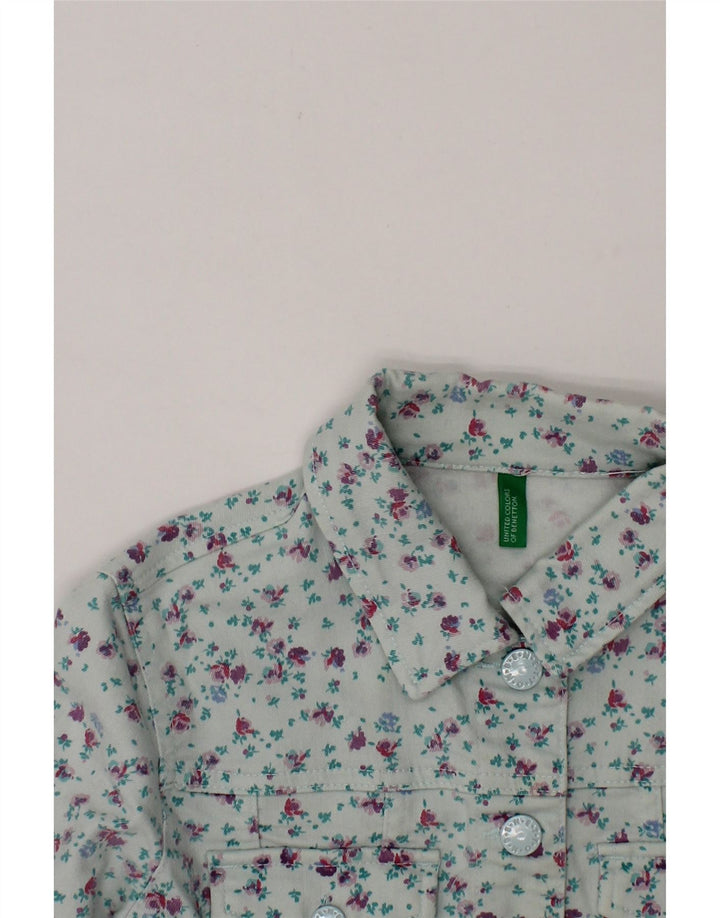BENETTON Girls Denim Jacket 7-8 Years Blue Floral Vintage Benetton and Second-Hand Benetton from Messina Hembry 