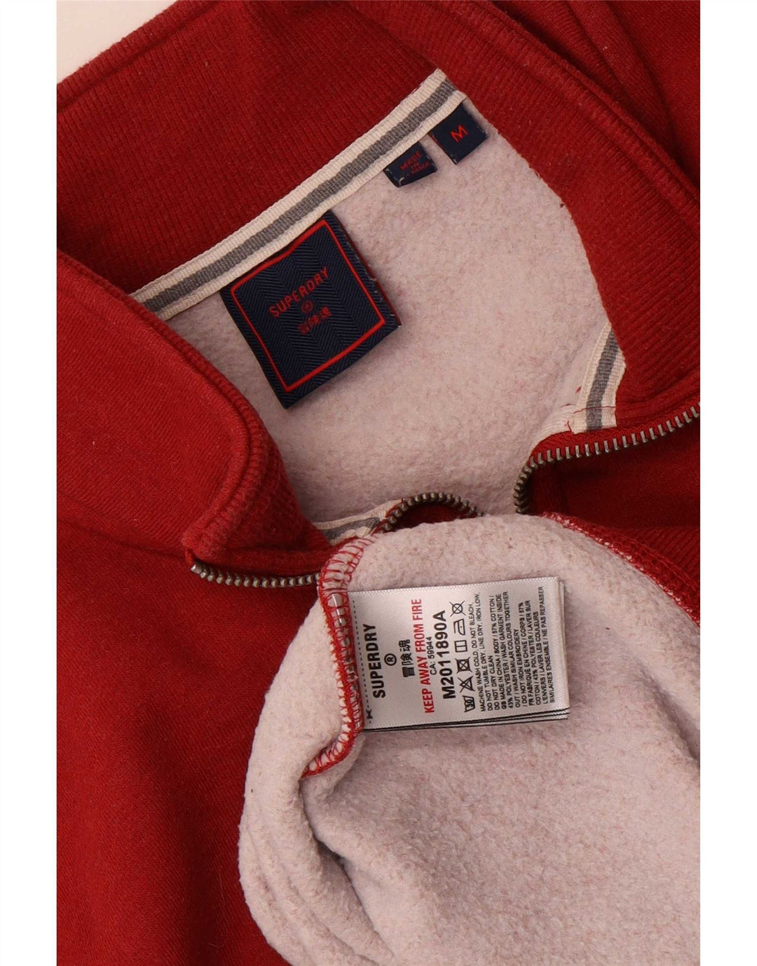 Męski sweter z zamkiem błyskawicznym Superdry, bawełniany, w kolorze średnio czerwonym