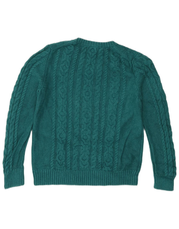 Damski sweter L.L.Bean z dekoltem w łódkę, UK 12, średni turkusowy bawełniany