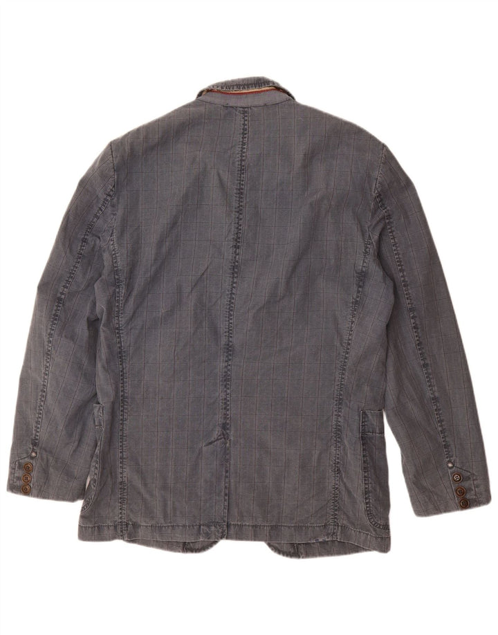 Męska marynarka CAMEL ACTIVE zapinana na 2 guziki IT 48, bawełniana w średnią niebieską kratkę