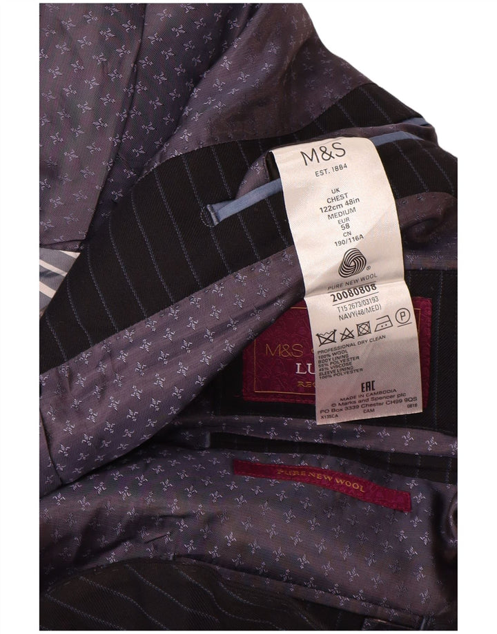 Marks & Spencer Męska marynarka zapinana na 2 guziki UK 48 4XL Granatowa w prążki