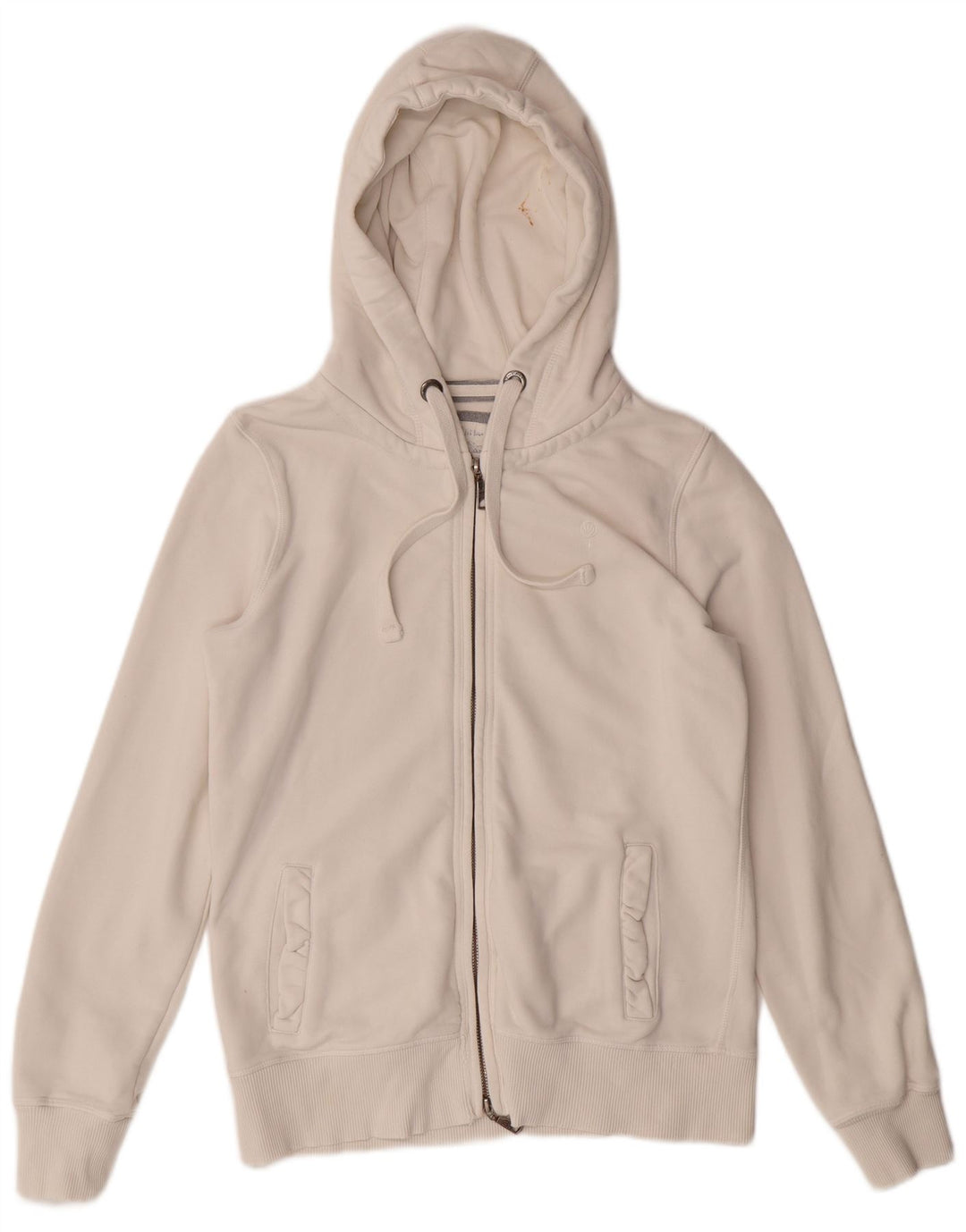 FAT FACE Womens Zip Hoodie Sweater UK 12 Medium  White Cotton