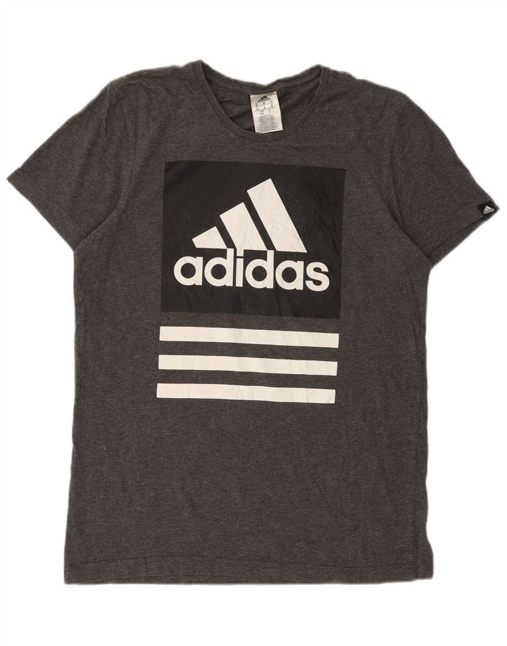 Męska koszulka z grafiką Adidas, średnia, szara bawełna