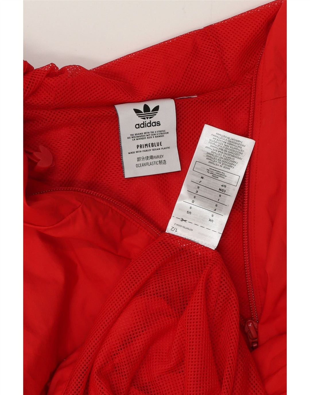 Męska kurtka przeciwdeszczowa ADIDAS z kapturem i grafiką UK 36, mała, czerwona, poliester