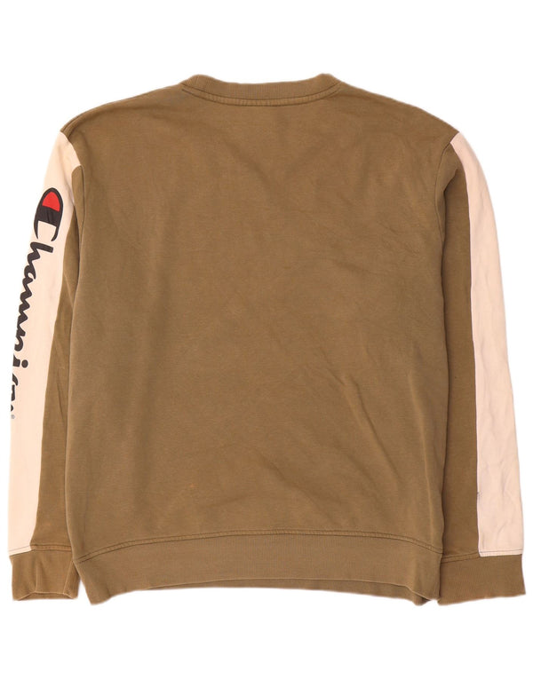 Champion Mens Graphic Regular Fit Sweatshirt Jumper XL Brown Colourblock