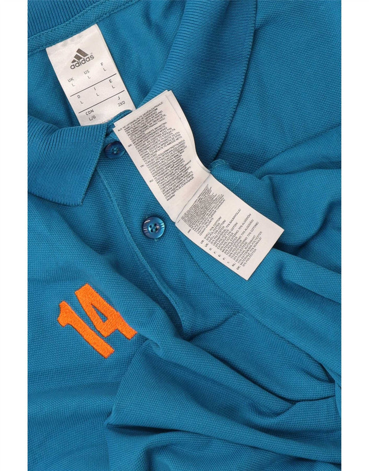 Męska koszulka polo Adidas z grafiką, duża, niebieska, bawełniana