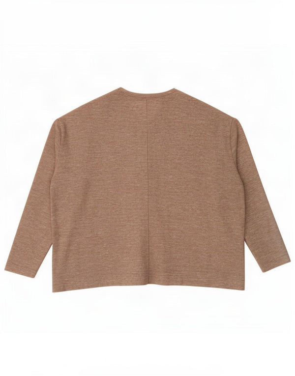 Damski top oversize Zara z długim rękawem, UK 10, mały, beżowy, nakrapiany poliester