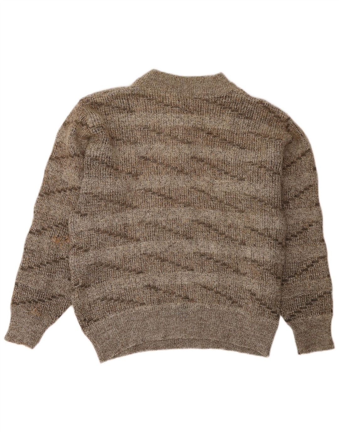 Vintage damski sweter zapinany na guziki, UK 16, duży, wełniany w brązowe paski