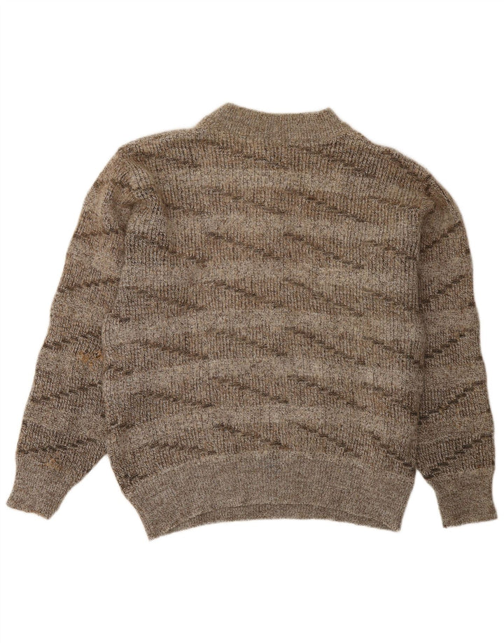Vintage damski sweter zapinany na guziki, UK 16, duży, wełniany w brązowe paski