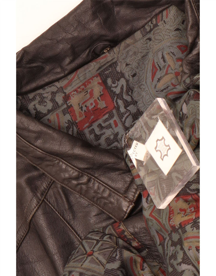Vintage męska skórzana kamizelka IT 62 6XL czarna skóra