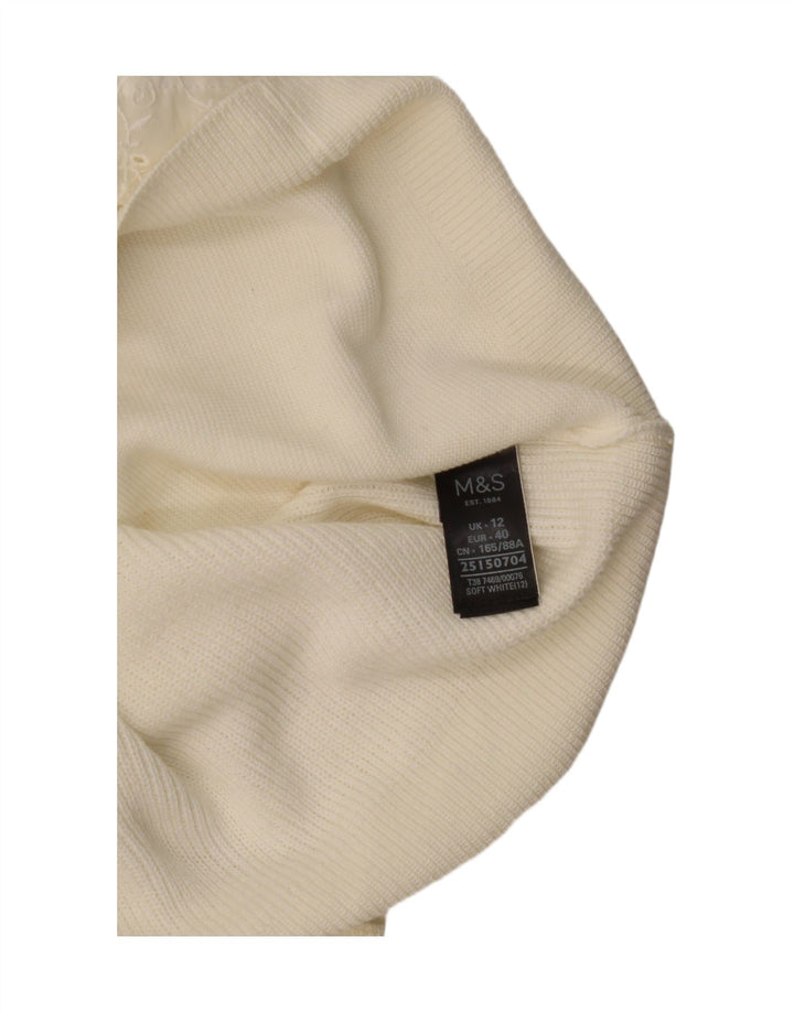 Marks & Spencer Damski sweter z dekoltem w łódkę UK 12 Średni biały