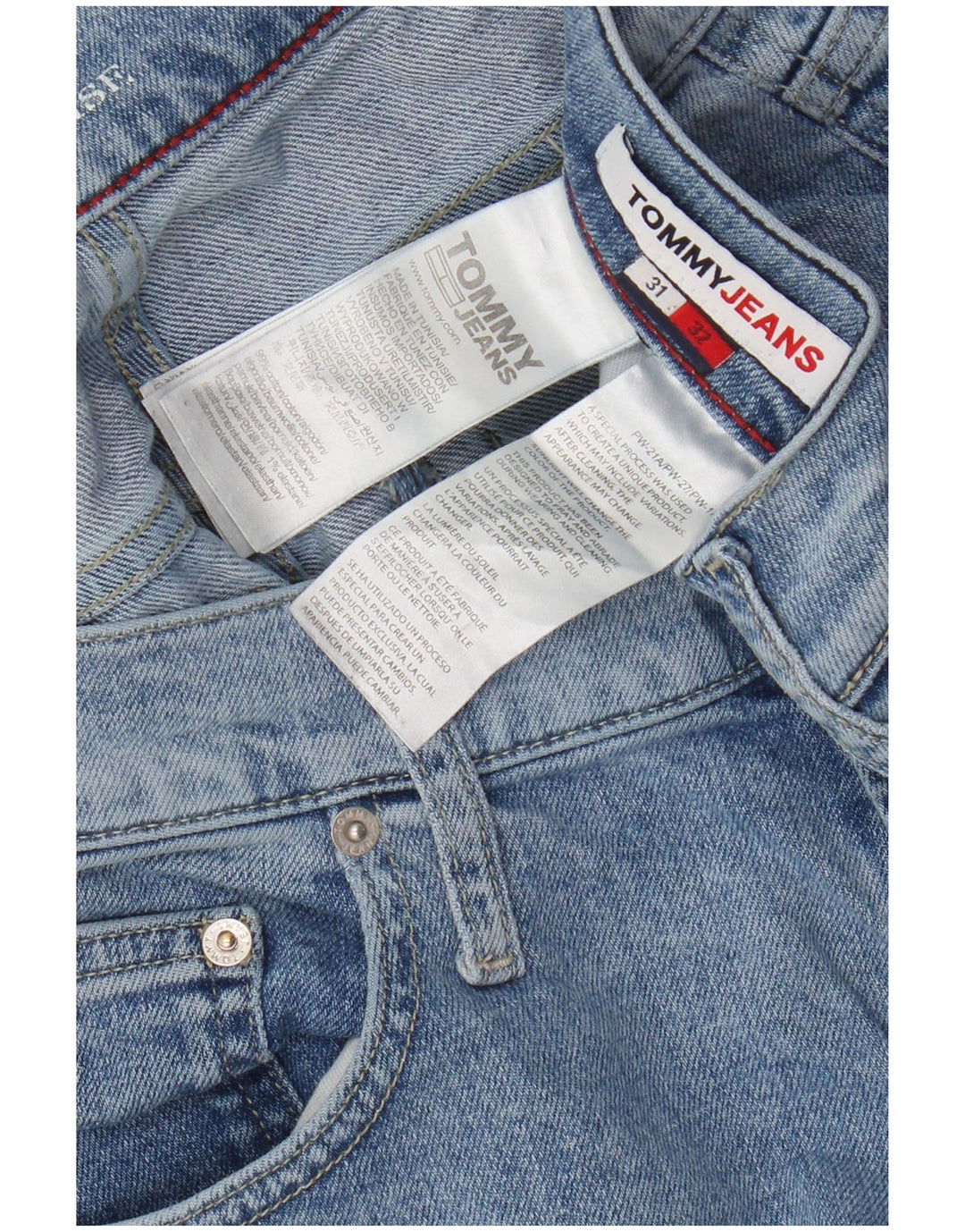 Męskie proste dżinsy TOMMY HILFIGER ze średnim stanem W31 L32, niebieska bawełna